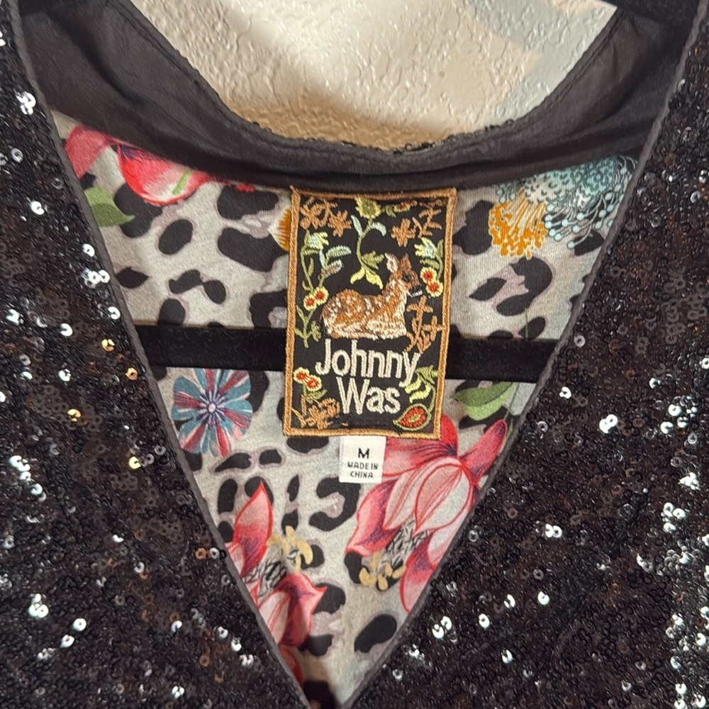 Johnny Was Ratana Ombre Black to Green Sequin Mini Dress with Pockets Size Med - Picture 5 of 10